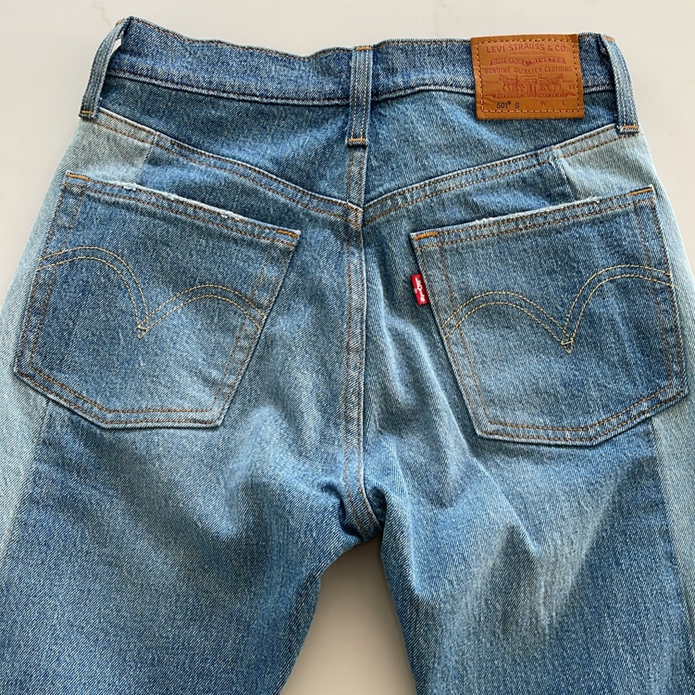 Levi’s 501 S Skinny Patchwork Jeans Button-Fly Wo… - image 4